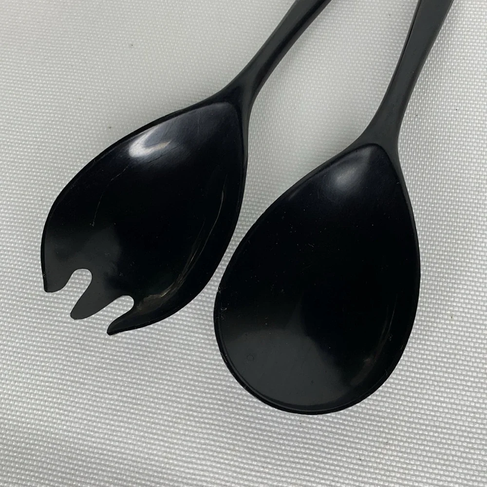 Vintage Oneida CATALINA stainless steel and black plastic handled salad servers